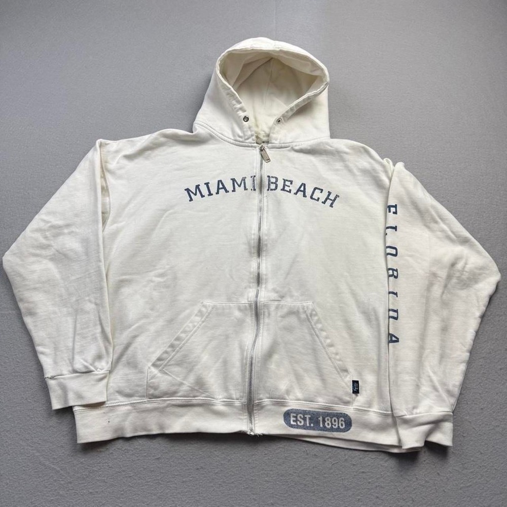 Pacific & Co. Miami Beach Florida Zip Hoodie Cream Sweatshirt